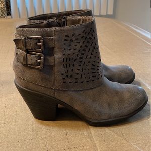Grey suede heel booties